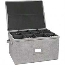 Recipiente de almacenamiento para copas de vino capacidad para 12 copas de vino tinto o blanco y caja de vidrio rígida con tapa dura y laterales juego de 1 - juego de 1 - Ver 9