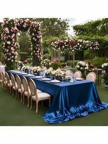 1pc Rectangular Satin Tablecloth, Large Size Tablecloth, Available In Multiple Sizes, Smooth Rectangular Fabric Decorative Tablecloth, Suitable For Ceremony, Wedding, Holiday, Party Dining Table Decor (Pink) - Baby Pink - View 18