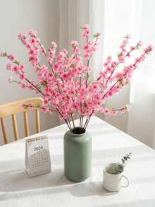 1pc Elegant Artificial Peach Blossom Branch - Decorative Flower For Garden, Suitable For Anniversary, Wedding, Easter, Birthday, New Year, Indoor/Outdoor Holiday Decor, No Power Source, Container Not Included - Pink - View 7