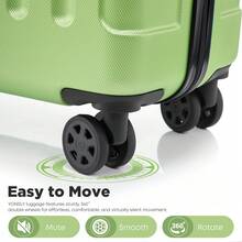 YONSLY 16 Inch Suitcase With Detachable Wheels 360° Combination Lock Double Zipper Soft Rubber Handle Trolley Travel Suitcase For Vacation - 果綠 - 查看 5