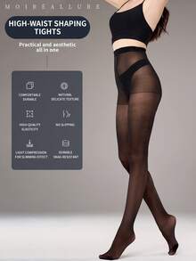 1 par de medias básicas de unicolor adecuadas para la vida diaria de MOIRÉALLURE - Negro - Ver 3