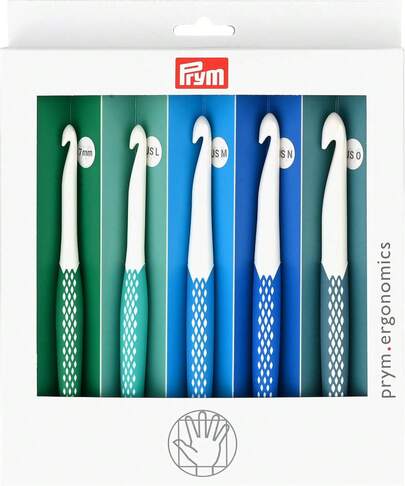 Prym Ergonomics Crochet Hook Set, Large (7mm, L,, N, O)