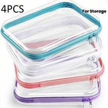 Hard Transparent Zipper Storage Bag, Plastic Pencil Case, Clear Storage Box, Suitable For Cosmetics, Snacks, Building Blocks, Puzzles - Multicolor - View 30