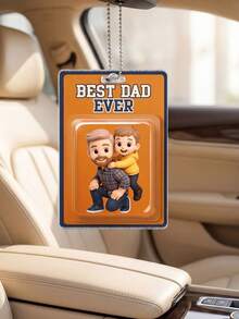 1/3/5PCS Personalized Dad Acrylic Car Hanger, Custom Photo & Text UV Acrylic Car Ornament, Customizable Father-Child Cartoon Style Car Pendant, Thoughtful Father's Day Gift From Kids, Endless Love Keepsake, Car Rearview Mirror Decor, Gift For New Dads, Stepdads, Grandpas, Ideal Birthday & Father's DayPresent - Normal - View 5