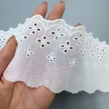 7.5cm 4Y/16Y 純棉刺繡鏤空蕾絲飾邊 白色花卉緞帶，適用於鄉村風縫製圍裙、洋裝下擺、DIY手工藝、居家裝飾布料 - HB1120 - 查看 3