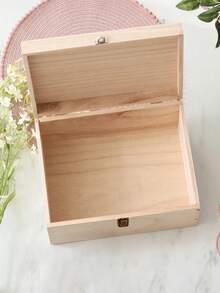 1pc Custom Wedding Memory Box, Personalized Couple Name & Date Wooden Keepsake Box With Floral Wreath Design, Ideal For Storing Wedding Cards - Multicolor - View 4