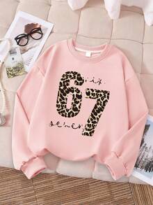 Daily Versatile Girls' Sweatshirt & Long Pants 2-Piece Set, Suitable For Spring And Autumn, Sweet American Style Girls' Clothing, Perfect For School, Vacation, Shopping, Sports And Various Occasions. - Pink - View 4