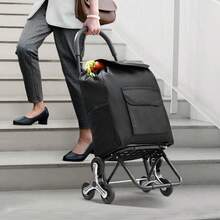 Foldable Shopping Trolley, 450x350x965mm, 6-Wheeled Stair-Climbing Hand Truck, Oxford Fabric Storage Bag, For Shopping, Office, Moving, Transport, Outdoor Use, Laundry, Black - Einkaufsstil Schwarz 110lbs EVA 6 Räder Legierter Stahl - View 9