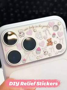 3入組 3D 浮雕創意 DIY 鏡面保護貼紙，適用於 11 Pro/12 Pro/13 Pro/14 Pro/15 Pro/16 Pro/17 Pro 手機鏡頭貼膜與手機殼 - 彩色 - 查看 9