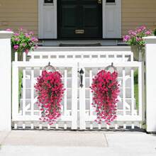 4pcs/6pcs/8pcs Artificial Green Vine And Eucalyptus Leaf Decor. UV Resistant Suitable For Outdoor. Suitable For Wedding, Porch, Living Room, Office Wall, Garden, Bookshelf, Home Decor. - Red Lotus Color - View 8