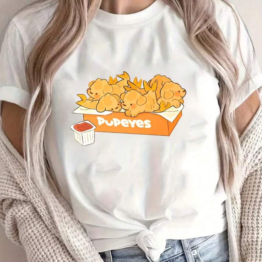 Printed T-Shirt For Men And Women - 白色 - 查看 1