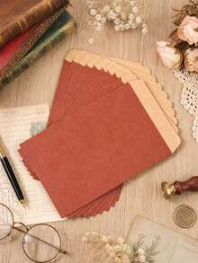 36件組復古信封與信紙貼紙套裝，牛皮紙信封附優雅內襯紙，適用於寫信、邀請函、詩歌、辦公與學校用品、各種場合、紙質邀請函、明信片、商務郵寄信封、手寫賀卡、信紙、賀卡、情書、感謝卡、節日慶祝卡、派對小禮、節日派對用品 - 復古 - 查看 8
