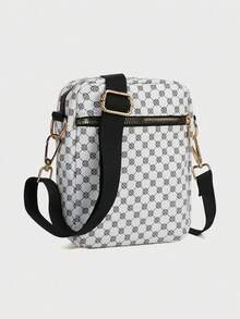 Tas Pria Baru, Kasual Serbaguna, Ransel Kecil Selempang Satu Bahu Universal, Tas Penyimpanan Perjalanan, Kulit PU Bermotif Cetak - Putih - View 5