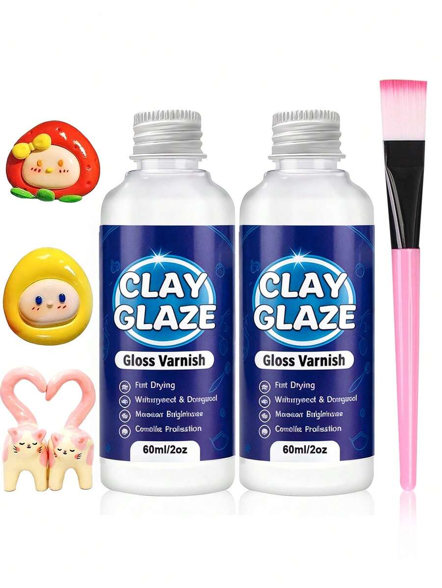 Air Drying Clay Glaze Oil With High Gloss, Fade Resistance And Non-Yellowing Properties. It Provides A Protective Clear Coating Suitable For Artwork Made From Clay, Plaster, Polymer Clay. - Sets - View 1