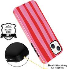 Gestreifte Handyhülle geeignet für iPhone 15 ,, mit einem attraktiven Streifenmuster für Mädchen und Frauen, dünne Silikon + PC stoßfeste und kratzfeste Schutzhülle, mit roten und grünen Streifen. - Weiß 7 - Übersicht 4