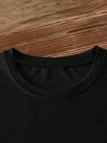 Women's Short-Sleeved T-Shirt, Spanish Granny Cartoon Print, Round Neck, Machine Washable, Soft, Breathable, Skin-Friendly, Ideal For Spring, Summer And Autumn, Warm And Casual, Fashionable, Easy To Match, Women's Top S-XXL, Suitable For Family - 黑色 - 查看 3
