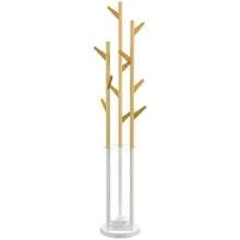 Coat Rack, Freestanding Coat Rack With 13 Hooks, Modern Umbrella Stand Made Of Metal And Bamboo, Natural And White - 杏色 - 查看 7