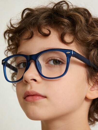 1 Pair Children's Plain Lens Fashion Glasses, Minimalist Suitable For Boys And Girls Party Holiday Travel Vacation Decoration, Daily Accessory Photography Prop