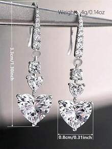 1 Pair Gorgeous Cubic Zirconia Earrings, Designed For Women, Suitable For Wedding, Engagement, Anniversary Party Wear, Valentine's Day Gift - 1# - View 4