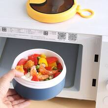 1個圓形便當盒附餐具，沙拉碗、麵碗，附手把，便攜保溫微波可用，適合學生與上班族，開學必備 (粉紅色) - 彩色 - 查看 10