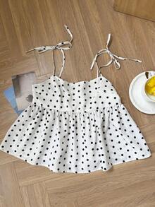 Women's Tank Top With Knitted Polka Dots In White - White - View 8