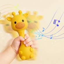 1pc Silicone Rattle Toy, Giraffe Shaped Shaker Toy, Christmas, Halloween, Thanksgiving Gift - Multicolor - View 2