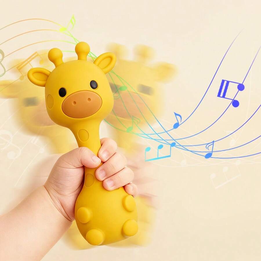 1pc Silicone Rattle Toy, Giraffe Shaped Shaker Toy, Christmas, Halloween, Thanksgiving Gift