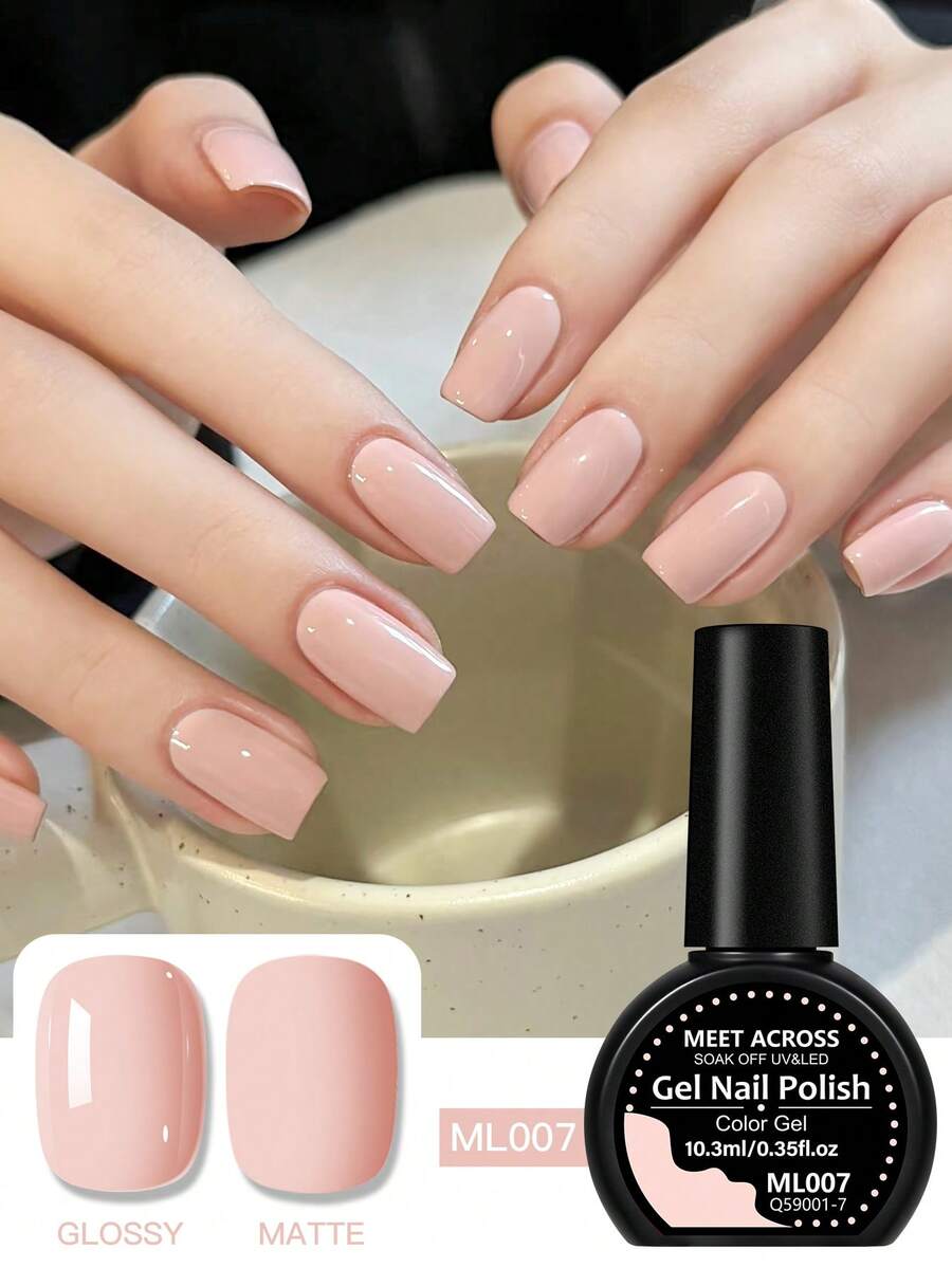 MEET ACROSS 1件 10.3ml 裸粉色凝膠指甲油,HEMA TPO-Free 半永久浸泡式 UV 凝膠指甲油,適合夏季美甲,持久,無鉛,DIY 指甲藝術設計裝飾,指甲彩繪凝膠指甲油,適用於沙龍和居家美甲用品 - 粉色 - 查看 1