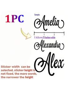 1pc 3-6 Inch Custom Name Stickers, Date Stickers, DIY Gifts, Handmade Calligraphy, Wedding Favors, Holographic Glitter Decals For Water Bottles, Lunch Boxes, Glass, Cups, Aesthetic, Personalized Gift - Sticker - View 24