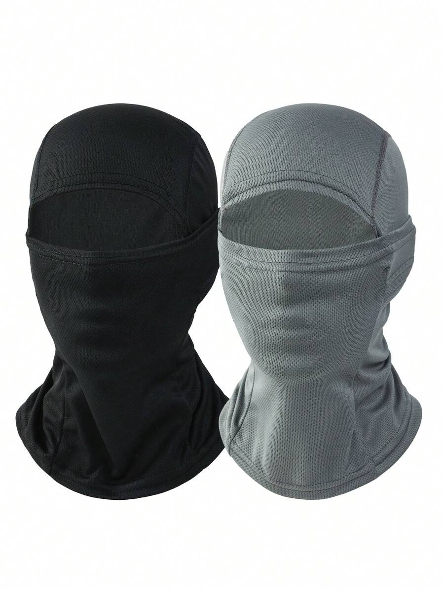 1/2/3pcs Men's Solid Color Elastic Thin Breathable Balaclava Hat, Suitable For Daily Wear, Skiing, Sports Matching - Style B - View 1