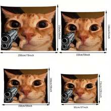 Bendera Gantung Dekoratif Kucing yang Unik - Dekorasi Dalam/Luar Ruangan dari Poliester dengan Desain Kucing Oranye dan Revolver yang Lucu, Cocok untuk Ruangan, Halaman Rumput dan Taman, Dekorasi Kucing - 1PC - View 6