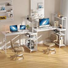 Industrial Computer Desk With Left CPU Stand, Monitor Riser & 3-Tier Shelves – 120cm Gaming Desk With Spacious MDF Top, Home Office Study Table, Writing Desk For Bedroom (Rustic Brown/Black) - White - View 8