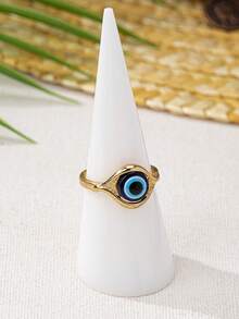 1pc Fashionable Versatile Gold-Plated Zinc Alloy Devil's Eye Ring For Women - Yellow Gold - View 3