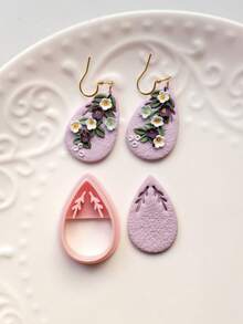 Framework With Foliage Cutting Mold Earring Making Tool, DIY Handmade Jewelry Miniature Cutter, Ceramic Mold, Minimalist Embossing Tool, High Precision Polymer Clay Or Modeling Clay Mold - Frame - View 5