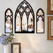Espejo de pared con diseño de ventana gótica de iglesia hueca, 3 piezas de pegatinas de espejo acrílico para decoración estética del dormitorio y la sala de estar - A - Ver 11