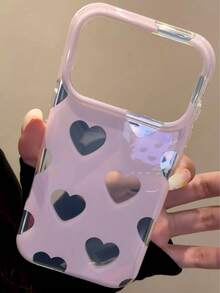 Ins Korean Style Minimalist Soft Girl Cream Solid Color Heart Phone Case Compatible With Iphone 17, 17 Pro, 17 Pro Max, 16, 16 Pro Max, 14, 18, 18 Pro Max, Full Coverage Protective Cover, Women's - Pink - View 5