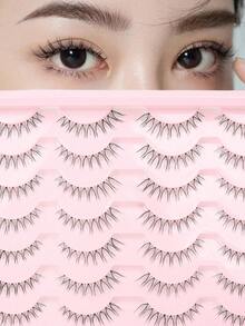14 Pairs Large Capacity Faux Mink Eyelashes, Natural Dramatic Soft Wispy Fluffy Reusable Strip Lashes - Black - View 1