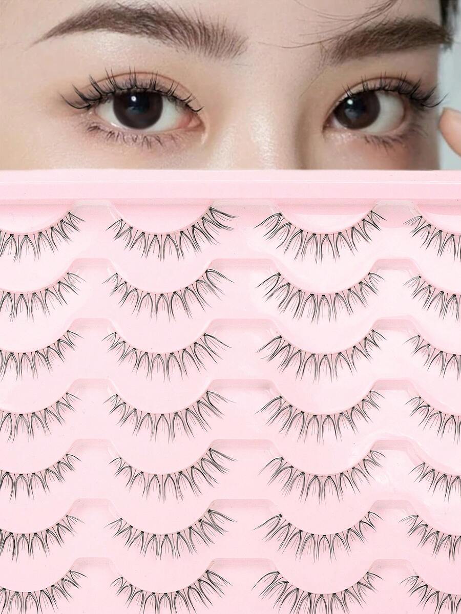 14 Pairs Large Capacity Faux Mink Eyelashes, Natural Dramatic Soft Wispy Fluffy Reusable Strip Lashes - Black - View 1