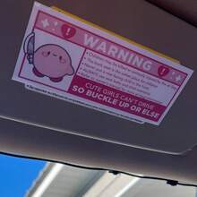 Cute Warning Sticker | Soft Pink Car Airbag Sticker (Waterproof Vinyl) - Decorative Stickers - View 5