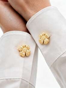 2 Pcs Fashion Flower-Shaped Women's Cufflinks, Brooches And Button Covers, Suitable For Daily And Festival Wear, Great Gifts For Friends - Multicolor - View 2