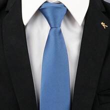 1 chiếc cà vạt nam màu xanh nhạt 8cm, kiểu dáng thời trang thường ngày, dáng ôm, thích hợp cho đám cưới và tiệc tùng. - Màu xanh bụi bặm - Xem 1