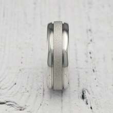 0S JEWELRY Anillos de tungsteno de oro blanco para hombres y mujeres, alianza de boda con acabado arenado, bordes de cúpula tamaños 6 - 12.5 - Ver 4