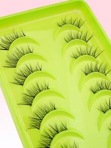 10 Pairs Thin Strip Semi-Transparent Stem Cross False Eyelashes, Create Spiky Curly Makeup Effect, Suitable For Girls Daily And Festival Occasions - Half Eyelashes - View 5