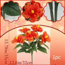 Yuejia 1/2 Pcs Artificial Outdoor Flowers Realistic Fake Hibiscus Tropical Flowers Spring Summer Decoration Faux Plants For Outdoors Planters Outside Porch Patio Yard Garden - Red - View 9