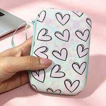 1pc Large Capacity High-Quality Heart Pattern EVA Hard Case Storage Bag, Shockproof And Scratch-Resistant, Suitable For Earphones, Power Banks, Cables, Chargers, Cameras And Other Digital Accessories, Essential For Students And Commuters - Multicolor - View 5