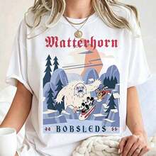 (Authorized By Disney. Mickey Mouse) The Theme Design Of The Disney Classic Project Matterhorn Bobsleds Presents The Scene Of Mickey, Minnie, Goofy And Bruto Exploring By Sleigh. The Background Is The Snowy Mountain And The Legendary Snowman, And A Group Of Elegant Ladies And Ladies' Pure Cotton T-Shirts. The Fabric Is Soft, Comfortable And Breathable, Suitable For Daily Wear, Shopping, Traveling, Parties And Home Use, For Men And Women. Every Woman Should Have One. - trắng - Xem 1