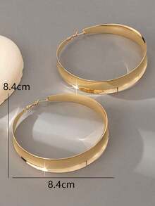 New Arrival European & American Versatile Exaggerated Big Metallic Earrings - Yellow Gold - View 8