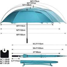 Beach  54/62/68 Inch Extra Large Windproof Golf Umbrella UV Protection Automatic Open Double Capy Vented Sun Rain Stick Umbrella - Blue - View 3