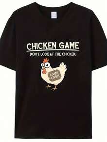 Men'S Comfortable And Fitted T-Shirt Featuring A Fun Cartoon Chicken Design For The Summer Collection - Black - View 12