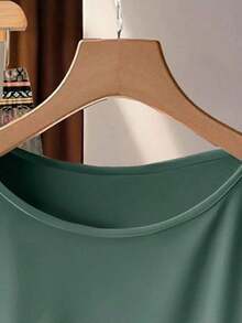 Clasi Conjunto de 2 piezas de blusa de manga corta con cuello redondo cómoda y holgada con lazo, y pantalones rectos, con estampado floral en color albaricoque y verde, de estilo vintage elegante y versátil, adecuado para otoño/invierno - Multicolor 10 - Ver 4